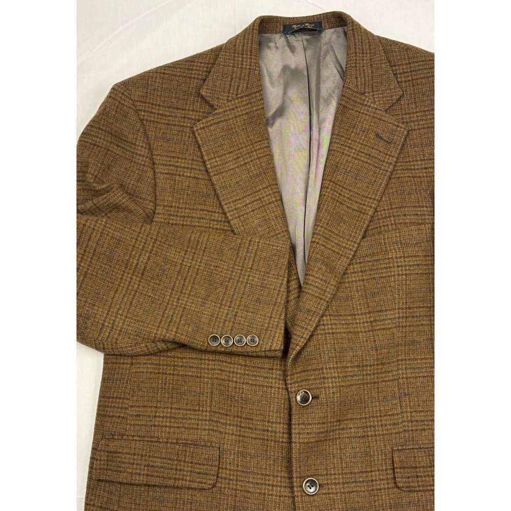 VTG Alexander Julian Colours Ventless Sport Coat 44R Flannel Tweed Brown Plaid